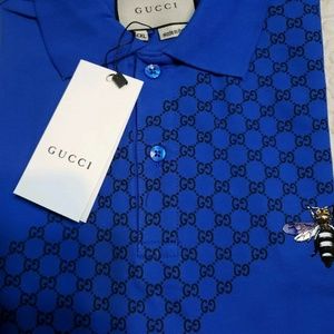 New Authentic Gucci mens Polo Shirt Royal Blue, 10